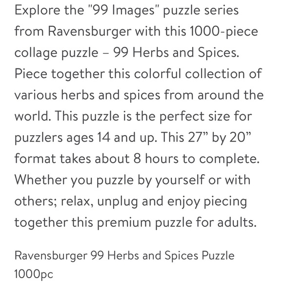 Ravensburger 1000 pc. Puzzle: 99 Herbs & Spices - Picture 6 of 7